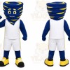 Blue Tornado Mascot Costume with Custom Logo