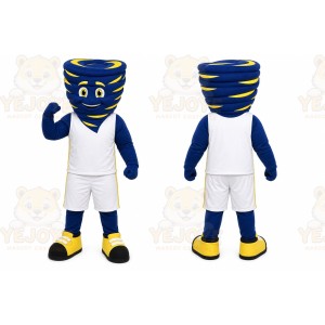 Blue Tornado Mascot Costume with Custom Logo