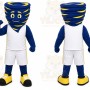 Blue Tornado Mascot Costume with Custom Logo