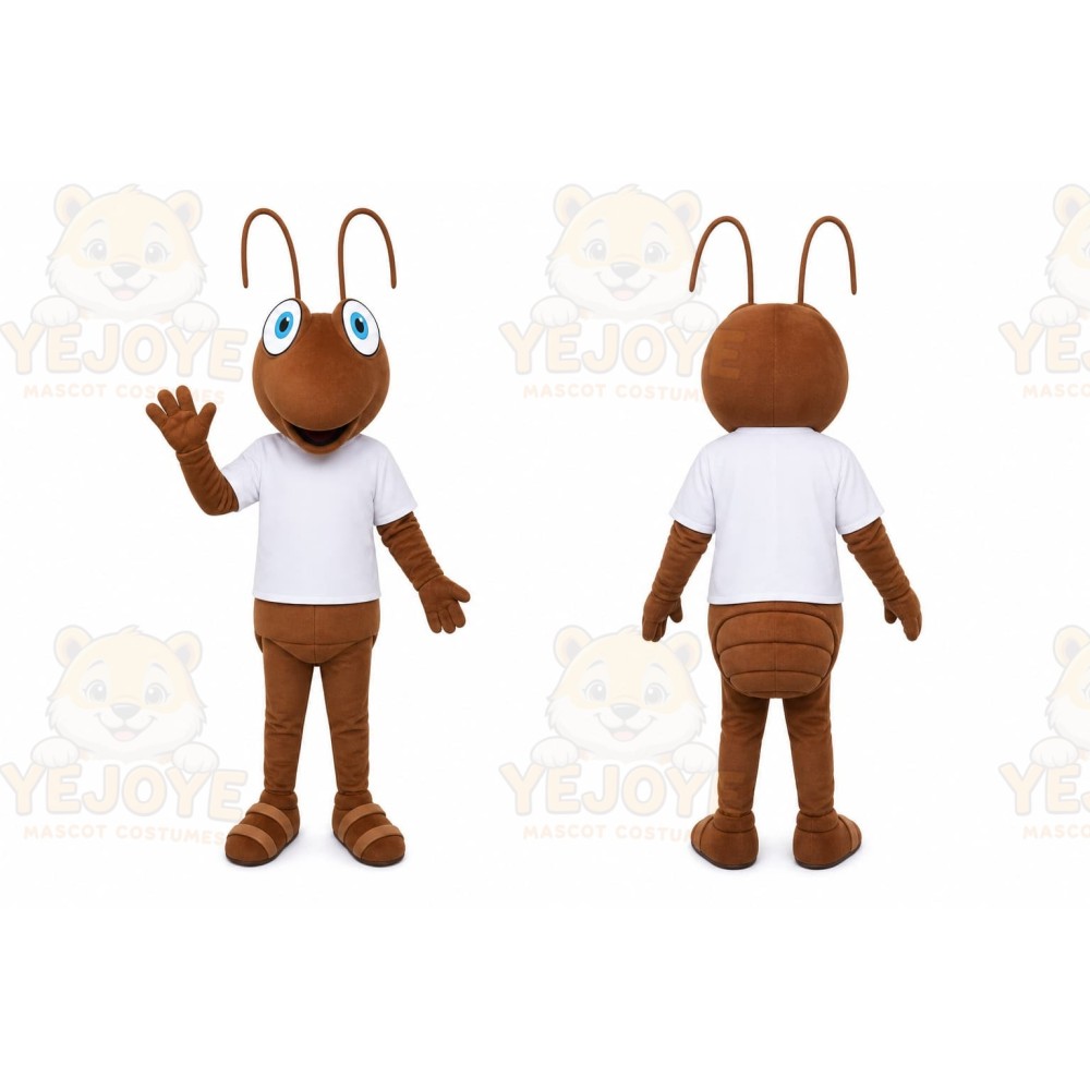Brown Ant Mascot Costume with Custom Logo