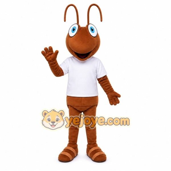 Brown Ant Mascot Costume with Custom Logo