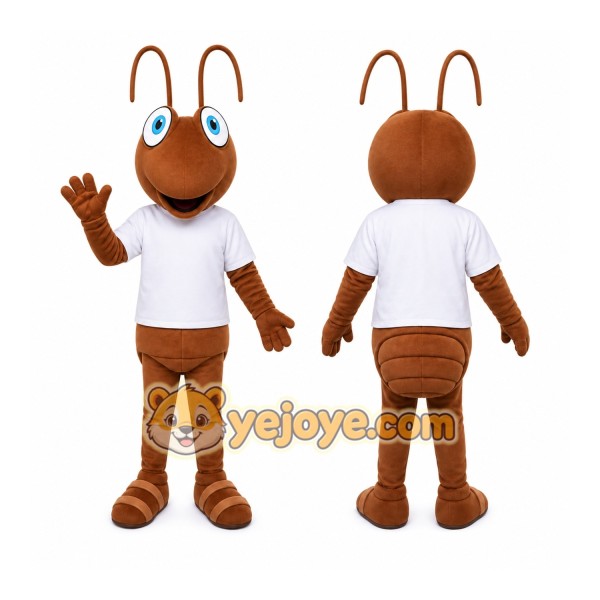 Brown Ant Mascot Costume with Custom Logo