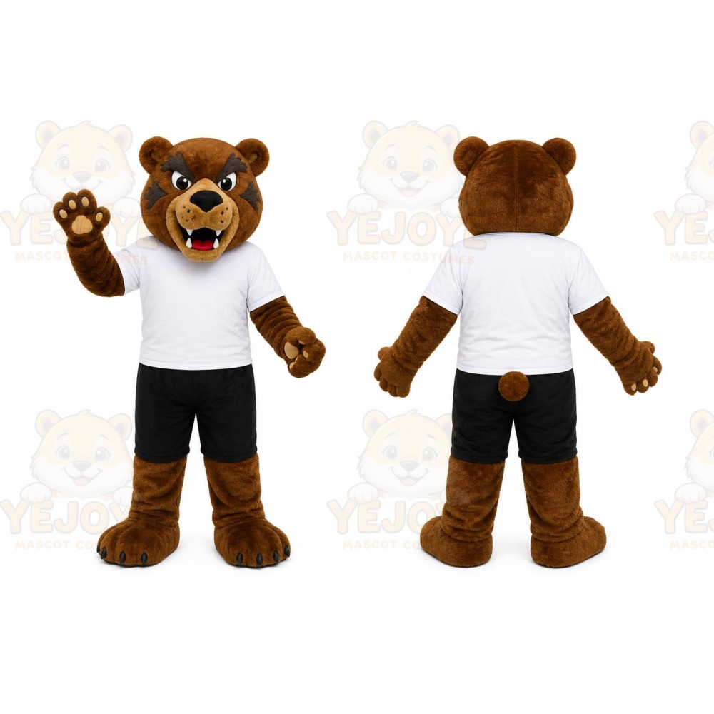 Brown Bear Mascot Costume with Custom Logo