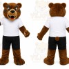 Brown Bear Mascot Costume with Custom Logo