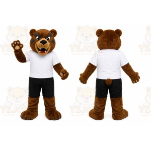 Brown Bear Mascot Costume with Custom Logo