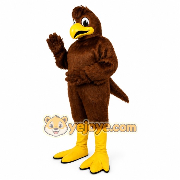 Brown Bird Mascot Costume with Custom Logo