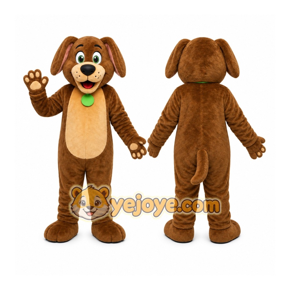 Brown Dog Mascot Costume with Custom Logo