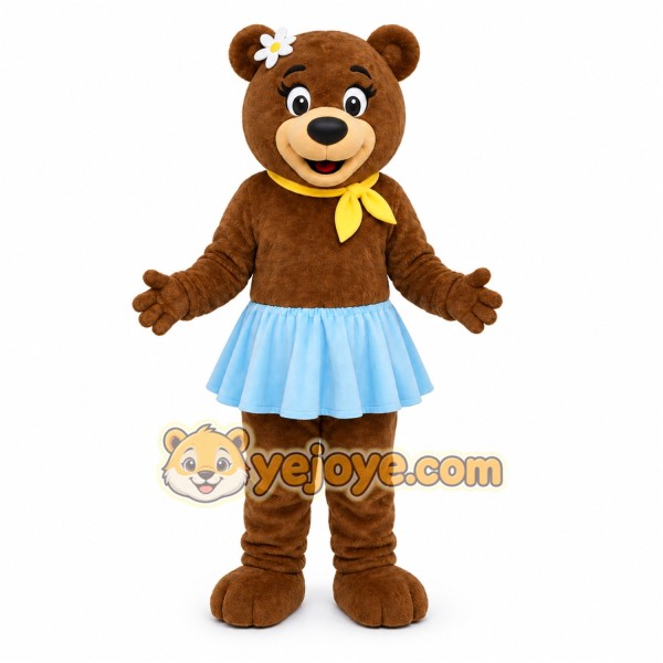Brown Bear Mascot Costume with Custom Logo