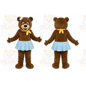 Brown Bear Mascot Costume with Custom Logo