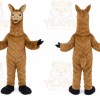 Brown Llama Mascot Costume with Custom Logo