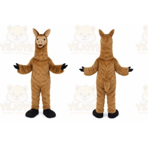 Brown Llama Mascot Costume with Custom Logo