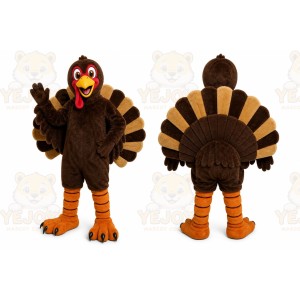 Brown Turkey Mascot Costume with Custom Logo