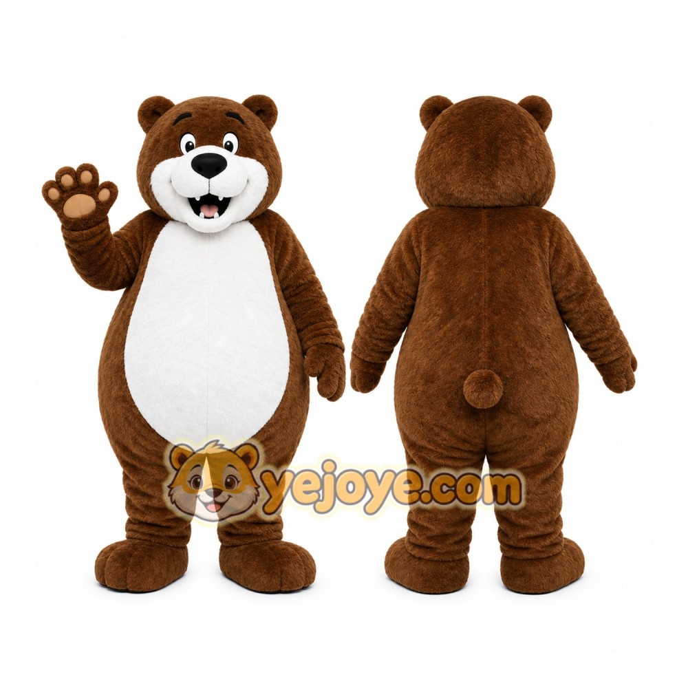 Brown Bear Mascot Costume with Custom Logo