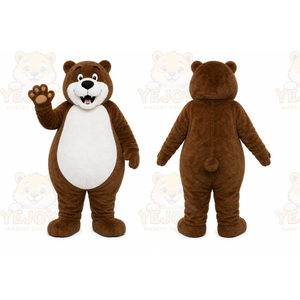 Brown Bear Mascot Costume with Custom Logo