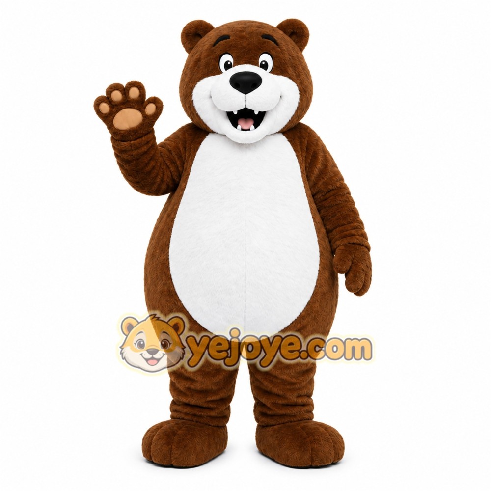 Brown Bear Mascot Costume with Custom Logo