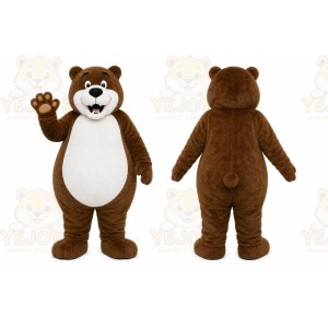 Brown Bear Mascot Costume with Custom Logo