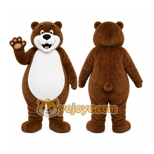 Brown Bear Mascot Costume with Custom Logo