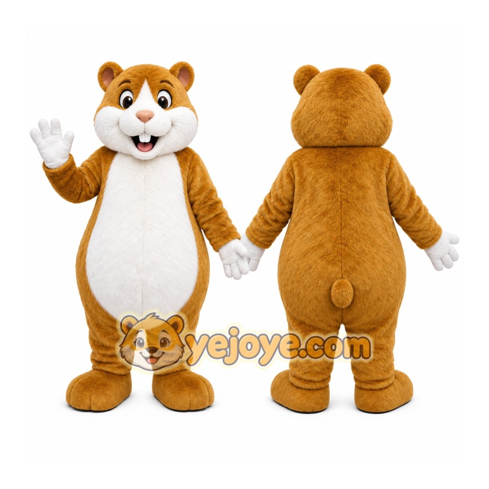 Brown Hamster Mascot Costume with Custom Logo Brown Hamster Mascot Costume with Custom Logo