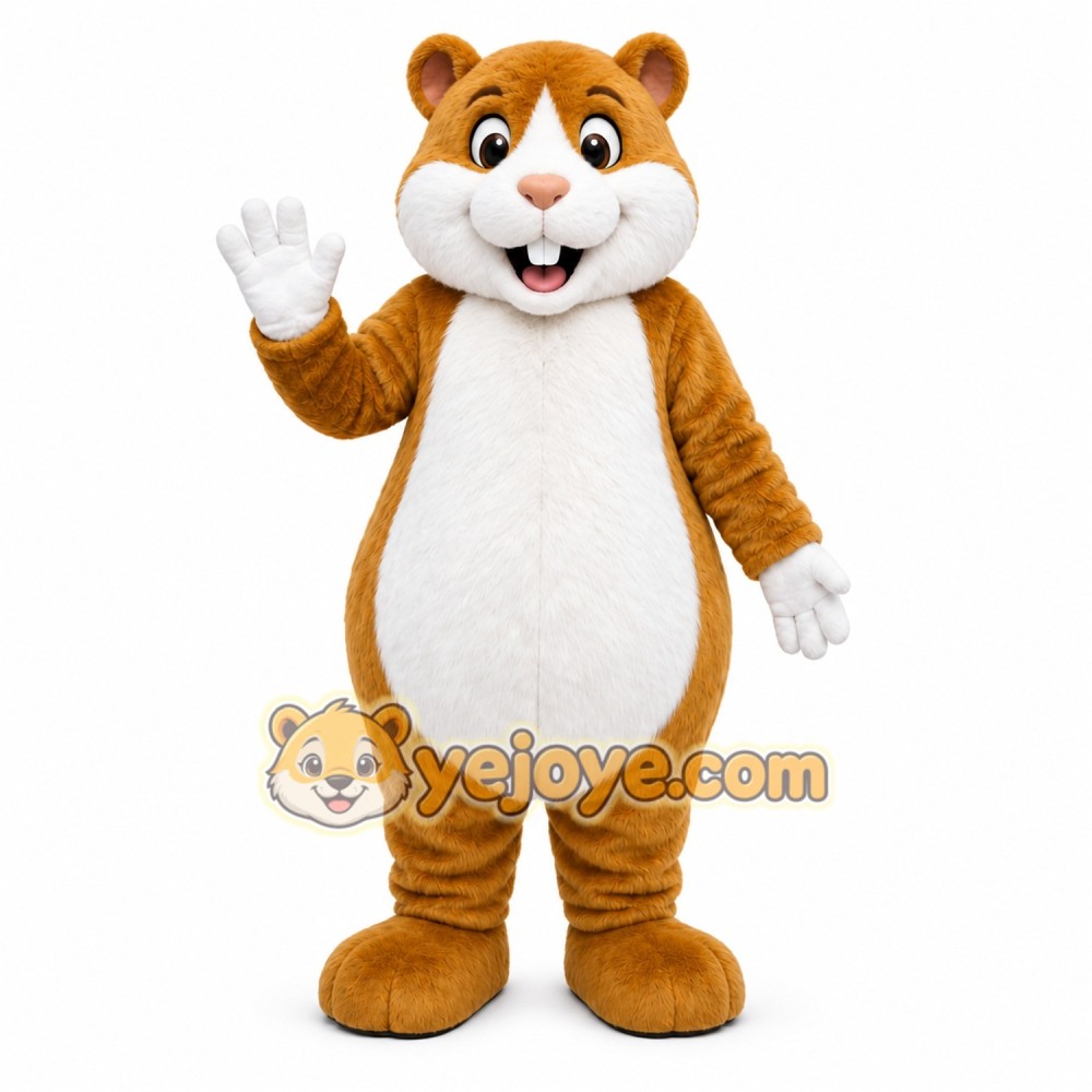 Brown Hamster Mascot Costume with Custom Logo Brown Hamster Mascot Costume with Custom Logo
