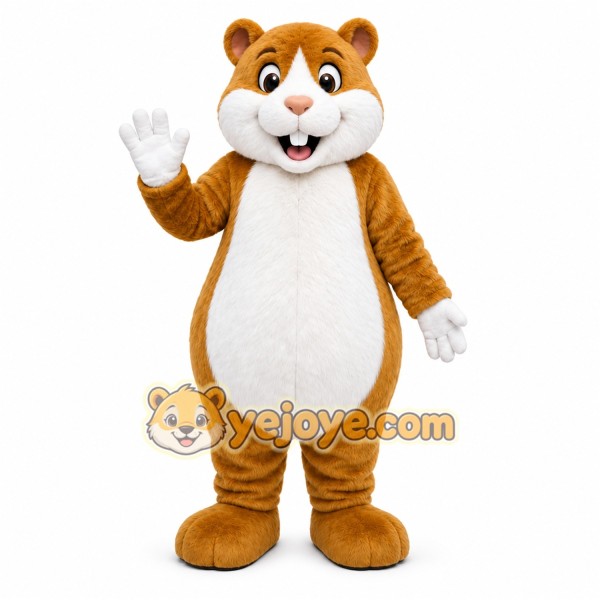 Brown Hamster Mascot Costume with Custom Logo