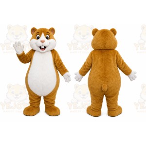 Brown Hamster Mascot Costume with Custom Logo