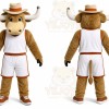 Brown Bull Mascot Costume with Custom Logo