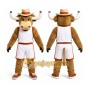 Brown Bull Mascot Costume with Custom Logo