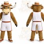 Brown Bull Mascot Costume with Custom Logo
