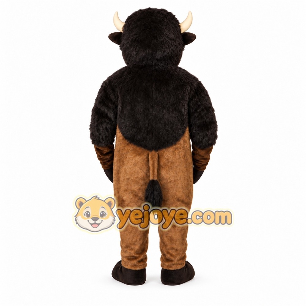 Brown Bull Mascot Costume with Custom Logo