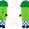 Green Broccoli Mascot Costume with Custom Logo