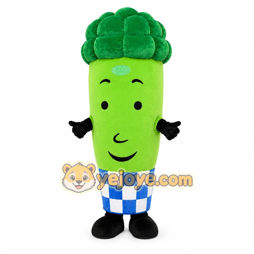 Green Broccoli Mascot Costume with Custom Logo Green Broccoli Mascot Costume with Custom Logo