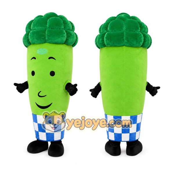 Green Broccoli Mascot Costume with Custom Logo
