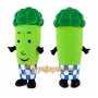 Green Broccoli Mascot Costume with Custom Logo