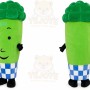 Green Broccoli Mascot Costume with Custom Logo