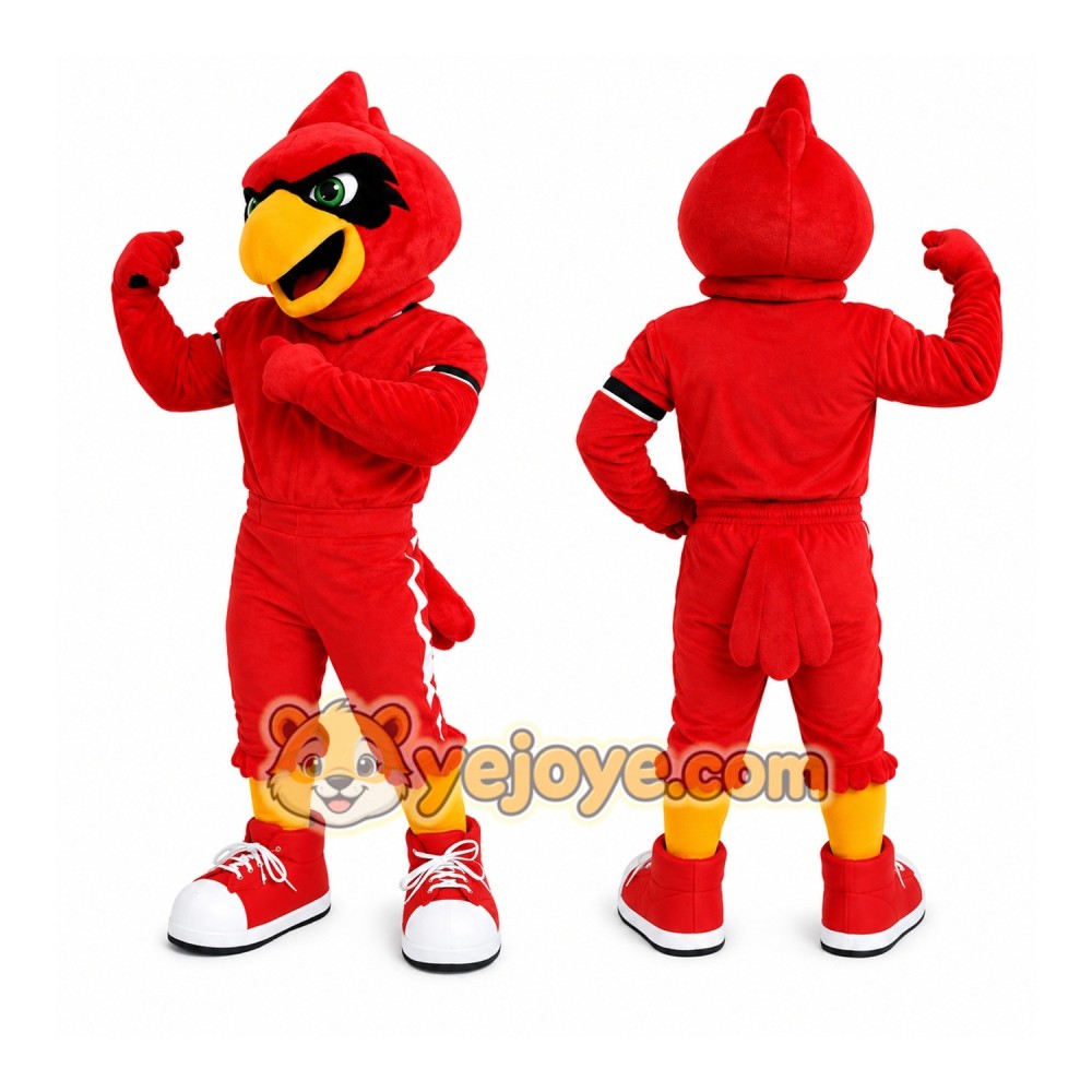 Red Bird Mascot Costume with Custom Logo Red Bird Mascot Costume with Custom Logo