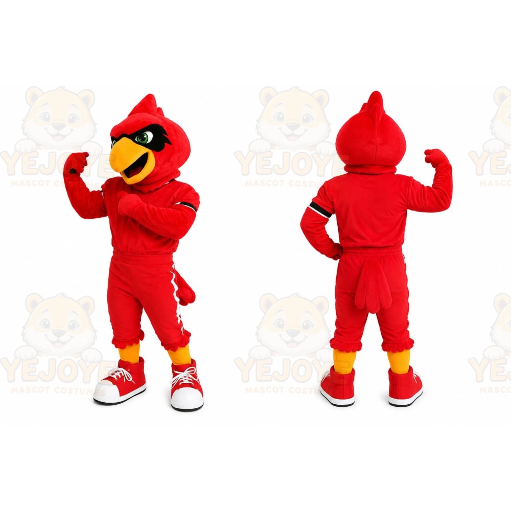 Red Bird Mascot Costume with Custom Logo