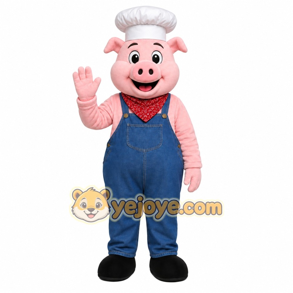 Pink Pig Mascot Costume with Custom Logo