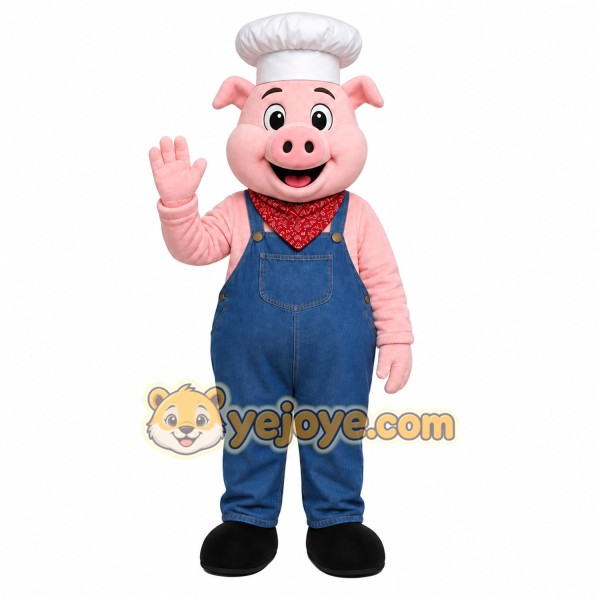 Pink Pig Mascot Costume with Custom Logo