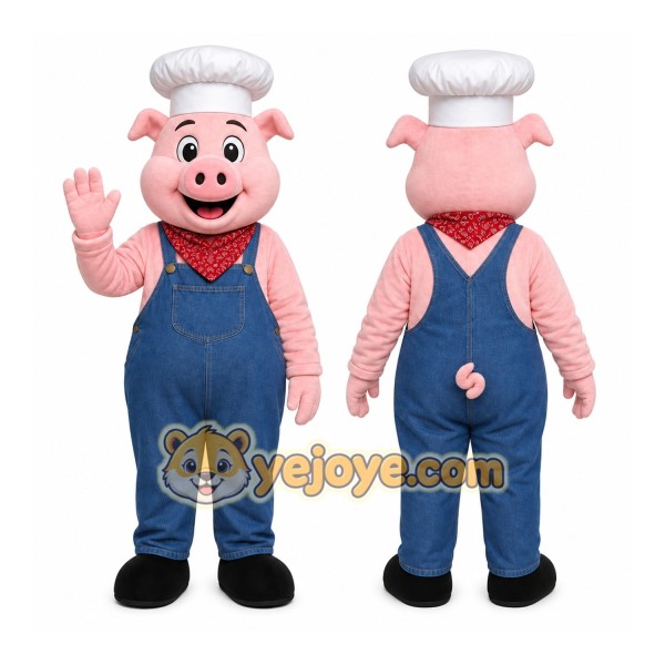 Pink Pig Mascot Costume with Custom Logo
