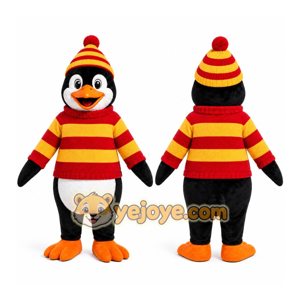 Black Penguin Mascot Costume with Custom Logo Black Penguin Mascot Costume with Custom Logo