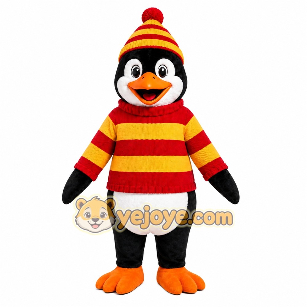 Black Penguin Mascot Costume with Custom Logo Black Penguin Mascot Costume with Custom Logo
