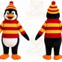 Black Penguin Mascot Costume with Custom Logo