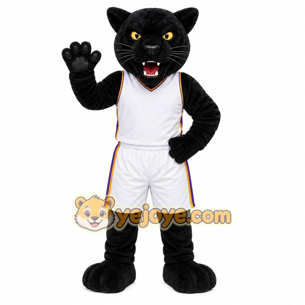 Black Panther Mascot Costume with Custom Logo Black Panther Mascot Costume with Custom Logo