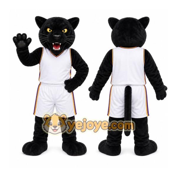 Black Panther Mascot Costume with Custom Logo
