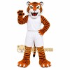 Orange Tiger Mascot Costume with Custom Logo
