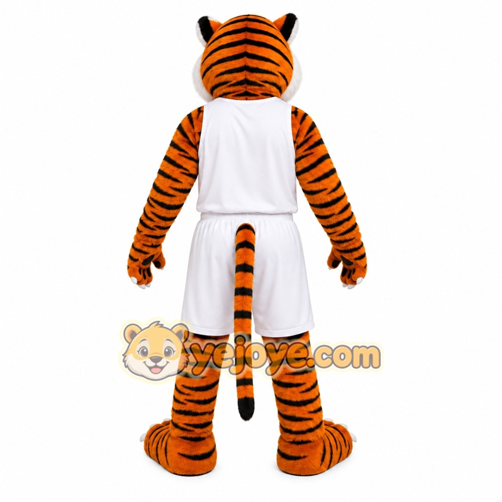 Orange Tiger Mascot Costume with Custom Logo