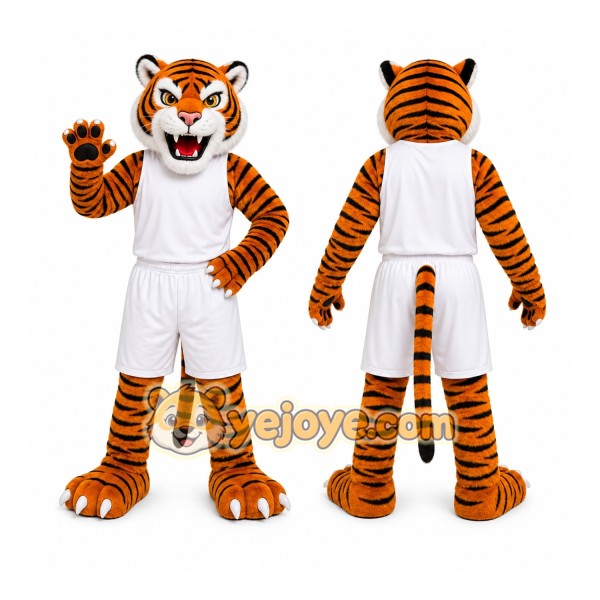Orange Tiger Mascot Costume with Custom Logo