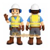 Yellow Worker Mascot Costume with Custom Logo