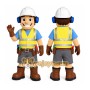 Yellow Worker Mascot Costume with Custom Logo