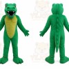 Green Dinosaur Mascot Costume with Custom Logo